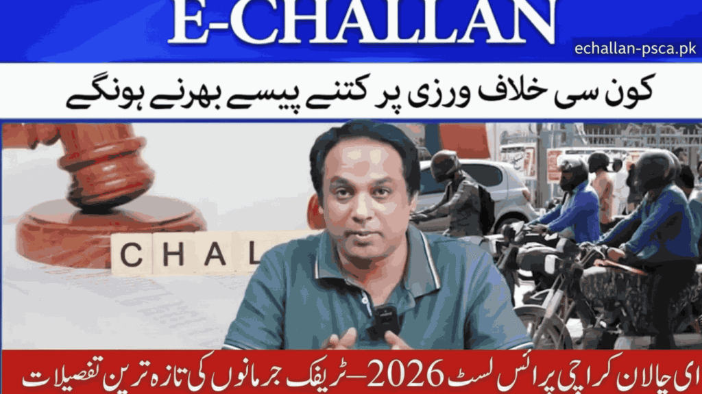 E-Challan Karachi Price List 2026 – Updated Fine Rates Now